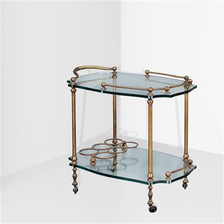 Pier Luigi ColliItalia, anni 5071x74x47 cm.carrello in ottone e cristallo,...