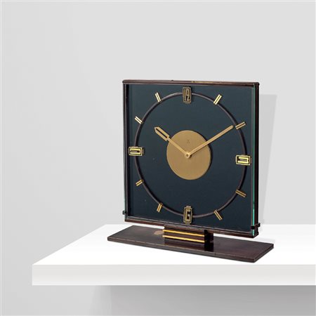 Fontana ArteItalia, anni 5021x20x6 cm.orologio da tavolo, vetro, ottone