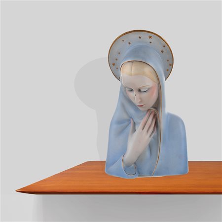 Giovanni RonzanTorino, 1940 circah. 25 cm.Madonna in ceramica, marchio sotto...