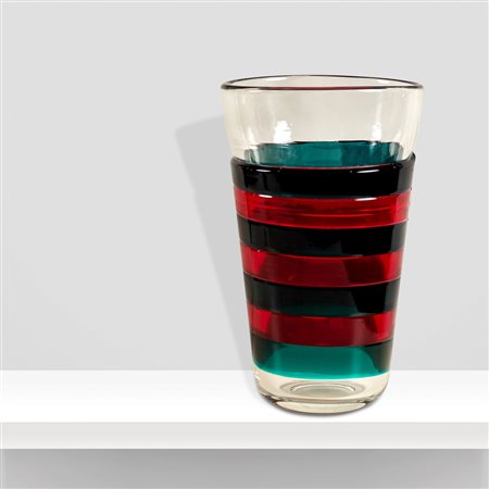 Manifattura italianaanni 80-9032x17x20 cm.vaso in vetro trasparente, decorato...