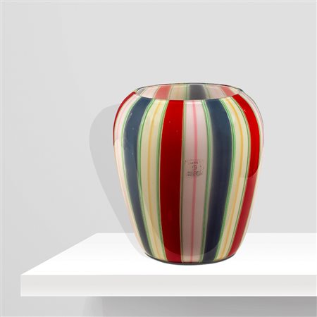 Lino Tagliapietra, prod. Paf StudioMurano, 198222x18 cm.vaso a canne in vetro...