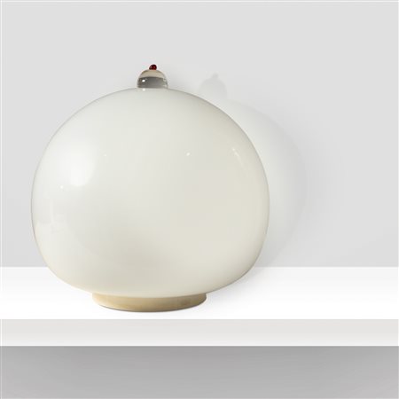 LeucosItalia, anni 7040x40 cm.grande lampada da tavolo in vetro bianco...