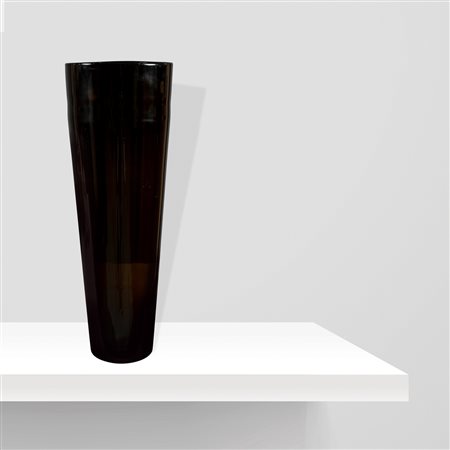 Manifattura italianaanni 9064x22 cm.grande vaso in vetro fumè