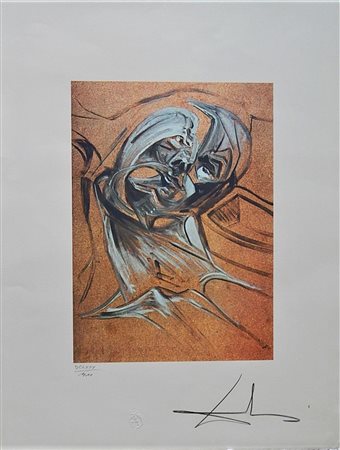 Salvador Dali' SENZA TITOLO litografia, cm 65,5x50 firma es.680/2000