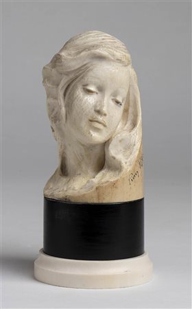 Scultura italiana in avorio raffigurante volto femminile - 1876, Pino Bozzelli