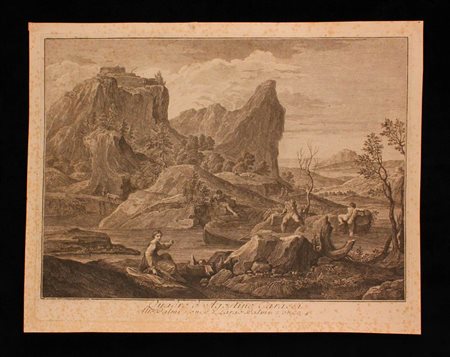 Paesaggio fluviale con figure, 1760