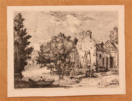 Paesaggio con casolare lungo il fiume / Paesaggio con casolare e contadini, 1780