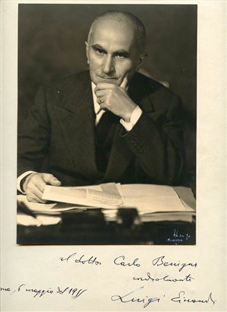 Luigi Einaudi, ritratto con dedica e autografo