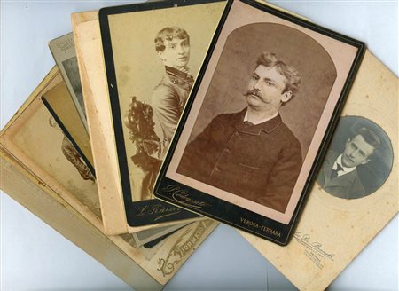 Lotto di undici ritratti su cartonato realizzati da fotografi veronesi, 1880-1900