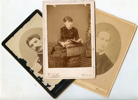 Lotto di tre ritratti su cartonato di area siciliana, 1890-1900