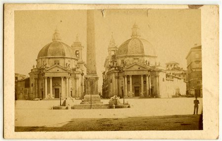 CDV con vista di piazza del Popolo, Roma 1860 circa