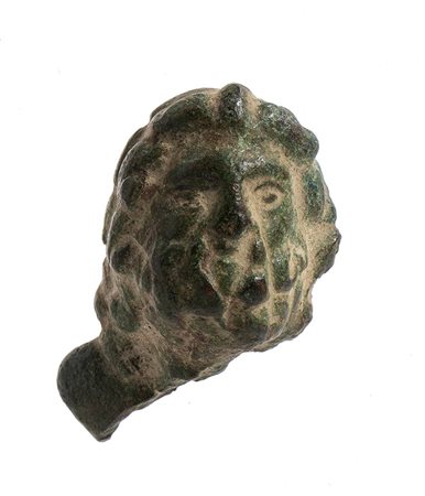 Roman Bronze Jupiter Head Applique, 1st - 2nd century AD; height cm 4,3