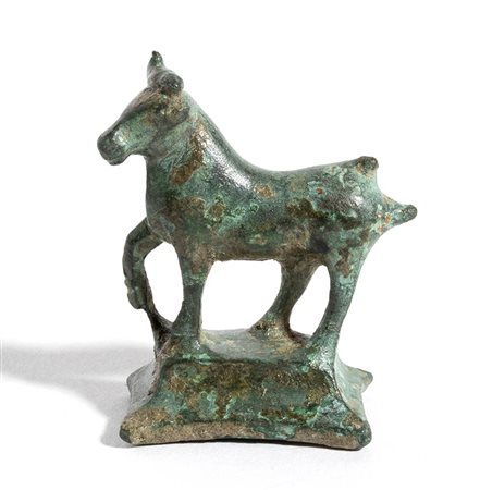 Roman Bronze Bull Statuette, 1st - 2nd century AD; height cm 4, length cm 3,4