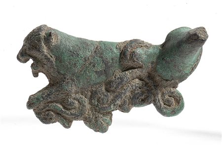 Roman Bronze Sea Monster Applique, 3rd - 4th century AD; length cm 9