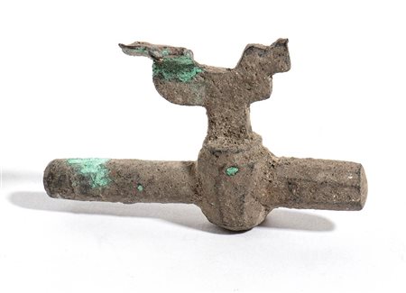 Little Roman Bronze Faucet with Rooster, 3rd - 5th century AD, height cm 4,5, length cm 6