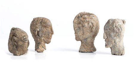 Group of Four Rare Roman Lead Toys, Boxers Portraits; 1st - 3rd century AD; height max cm 4,2- min cm 2,8