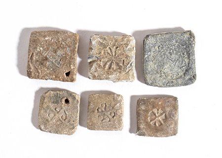 Group of Six Byzantine and Medieval Weights, 12th - 15th century; length max cm 3,8 - min cm 2