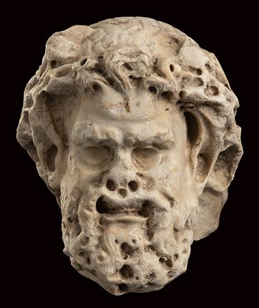 Roman Marble Relief of a Satyr, 2nd century AD; height cm 19 (cm 24,5 with Iron support)