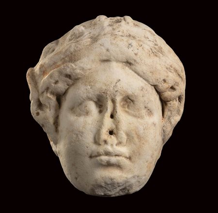 Roman Marble Relief of a Goddess, 1st - 2nd century AD; height cm 24 (cm 31,5 with Iron support)