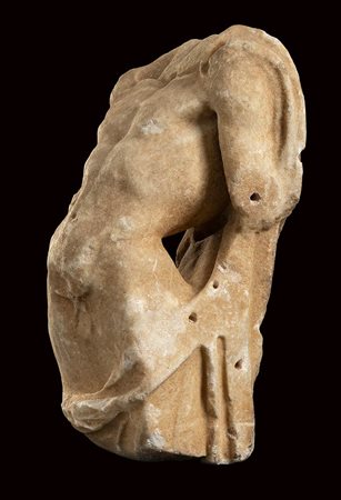 Roman Marble Herm with a Sleeping Satyr, 1st - 2nd century AD; height cm 32 (cm 33,5 with Iron support)