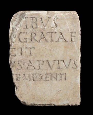 Roman Marble Gravestone Fragment, 2nd- 3rd century AD; height cm 22,4; length cm 16,5; wide cm 3,5