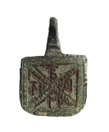 Paleochristian Bronze Pendant, 4th - 8th century; height cm 3,5, length cm 2,4