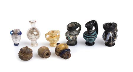 Group of Nine Greek and Roman Juglet Pendants, 2nd century BC - 2nd century AD; height max mm 24