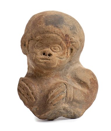 Terracotta Monkey Bust Fragment, Guatemala or Mexico, Maya Civilization, ca. 6th - 7th century AD; height cm 9,7, length cm 8