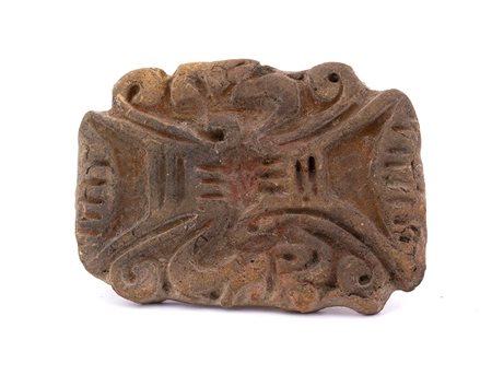 Terracotta pintadera, Guatemala or Mexico, Maya Civilization, ca. 7th - 11th century; height cm 7