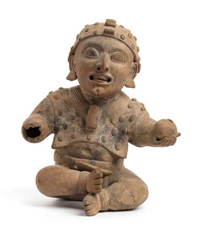 Terracotta Statuette of a Dignitary, Ecuador, Jama-Coaque Culture, ca. 6th - 12th century AD; height cm 30