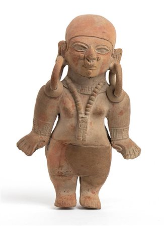 Terracotta Female Statuette, Ecuador, Jama-Coaque Culture, ca. 6th - 12th century AD; height cm 25