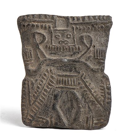 Terracotta pintadera, Colombia and Ecuador, Tumaco-La Tolita Culture, ca. 4th century BC - 5th century AD; height cm 3,5; length cm 7