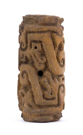 Terracotta cylindrical pintadera, Colombia and Ecuador, Tumaco-La Tolita Culture, ca. 4th century BC - 5th century AD; height cm 5,5