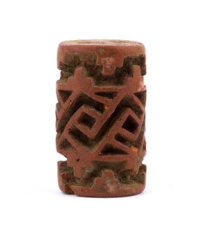 Terracotta cylindrical pintadera, Colombia and Ecuador, Tumaco-La Tolita Culture, ca. 4th century BC - 5th century AD; height cm 4,5