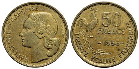 FRANCIA - Quarta Repubblica (1947-1958) - 50 Franchi - 1954 - BR NC Kr. 918.1<br>qSPL/SPL