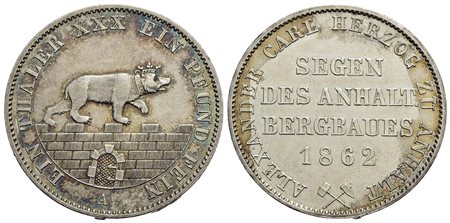 GERMANIA - ANHALT BERNBURG - Alexander Carl (1834-1863) - Tallero - 1862 - AG Kr. 88<br>FDC
