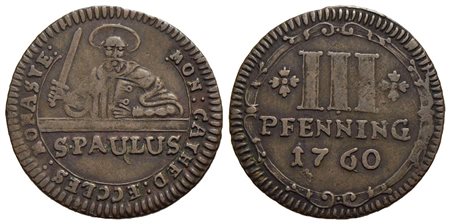 GERMANIA - MUNSTER - 3 Pfennig - 1760 - CU Kr. 430<br>BB+
