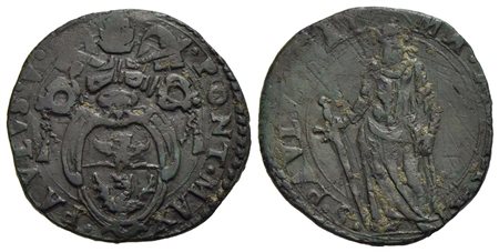 ROMA - Paolo V (1605-1621) - Quattrino - Stemma a targa sagomata - R/ San Paolo con spada - (CU g. 3