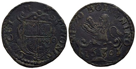 BOLOGNA - Urbano VIII (1623-1644) - Mezzo bolognino - 1630 - Stemma a targa semiovale - R/ Mezzo leo