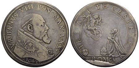 ROMA - Urbano VIII (1623-1644) - Piastra - 1643 A. XX - Busto a d. con piviale a fiorami - R/ Il Pon