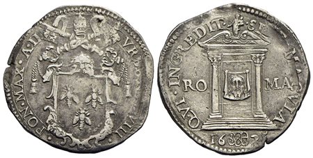 ROMA - Urbano VIII (1623-1644) - Testone - 1625 A. II - Stemma - R/ La Porta Santa - (AG g. 9,43) R 