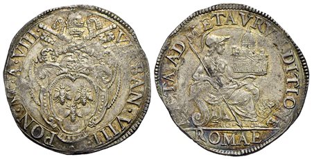 ROMA - Urbano VIII (1623-1644) - Testone - A. VIII - Stemma sormontato da tiara e chiavi decussate -