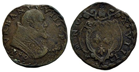 ROMA - Urbano VIII (1623-1644) - Quattrino - 1640 - Busto a d. - R/ Stemma trilobato - (CU g. 3,25) 