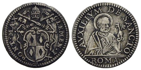 ROMA - Clemente IX (1667-1669) - Grosso - Stemma ovale sagomato - R/ Busto di San Pietro a d. - (AG 