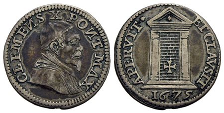 ROMA - Clemente X (1670-1676) - Grosso - 1675 - Busto a d. - R/ La Porta Santa - (AG g. 1,47) R CNI 