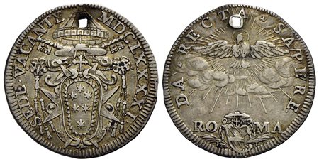 ROMA - Sede Vacante (1691) - Giulio - 1691 - Stemma ovale - R/ Colomba radiante - (AG g. 3) RRRR CNI