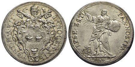 ROMA - Innocenzo XII (1691-1700) - Testone - 1698 A. VII - Stemma poligonale - R/ Figura di Gesù - (