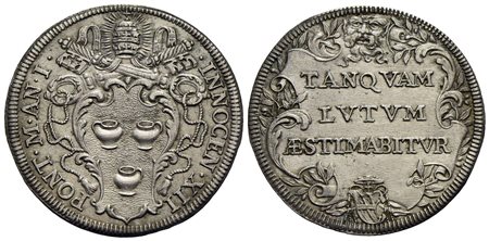 ROMA - Innocenzo XII (1691-1700) - Testone - A. I - Stemma oblungo con fogliami - R/ Scritta in cart