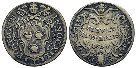 ROMA - Innocenzo XII (1691-1700) - Giulio - 1697 A. VII - Stemma ovale sagomato - R/ Scritta in tre 