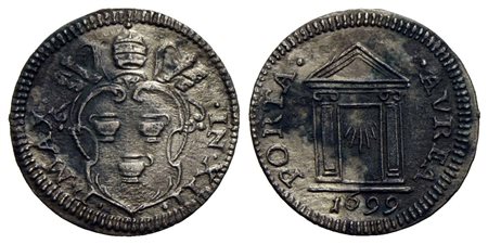 ROMA - Innocenzo XII (1691-1700) - Mezzo grosso - 1699 - Stemma a targa ovale - R/ Porta Santa - (AG